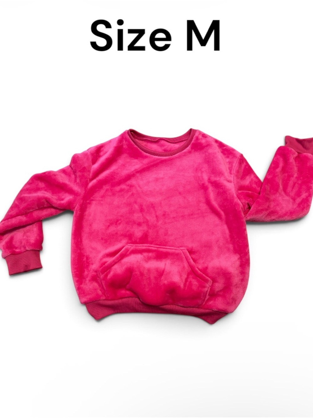 Plush Crewneck Sweatshirt - Hot Pink